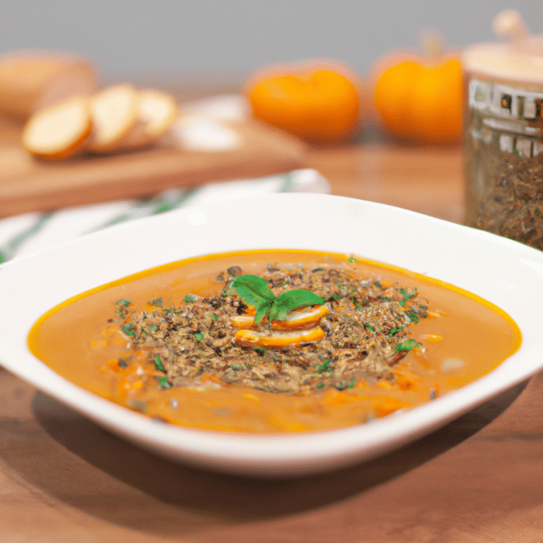 Sopa de Lentilhas com Abóbora Assada e Ervas Frescas