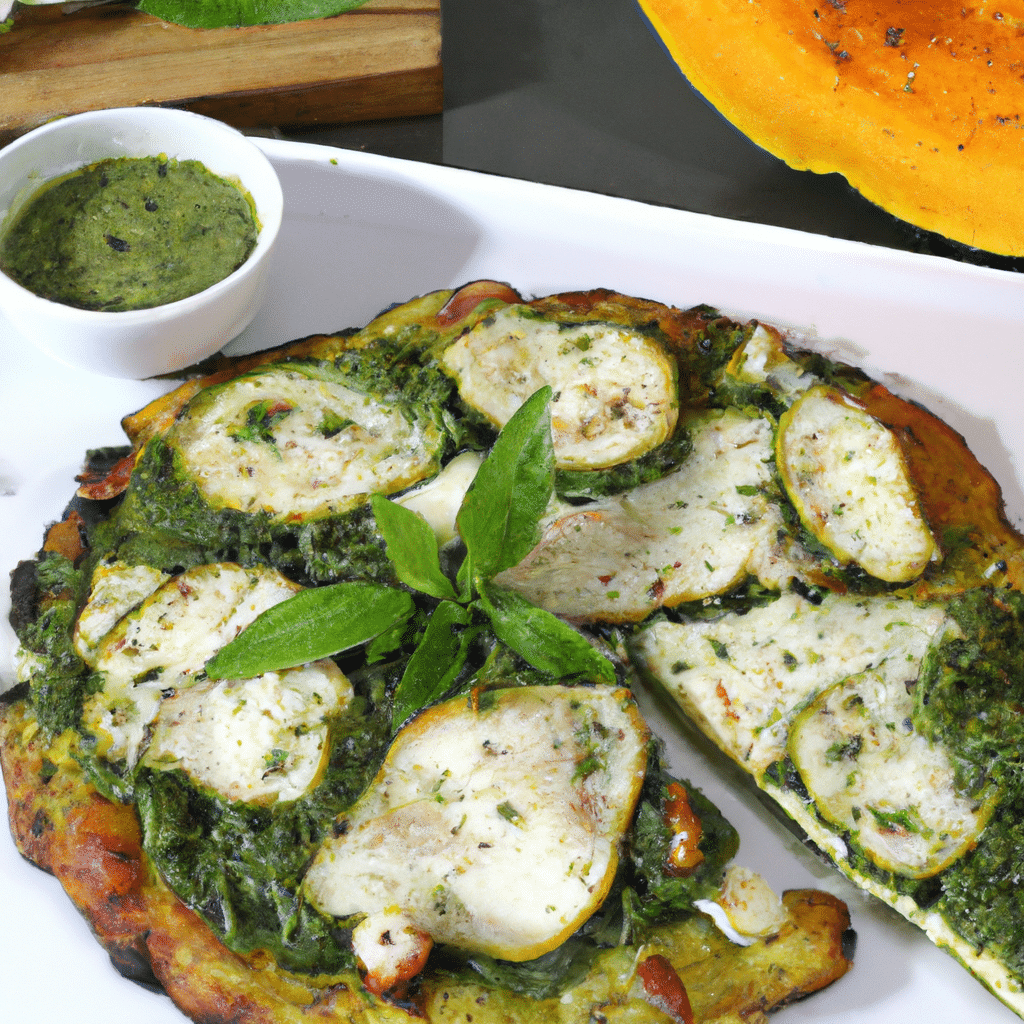 Pizza de Abobrinha e Pesto de Manjericão Crocante