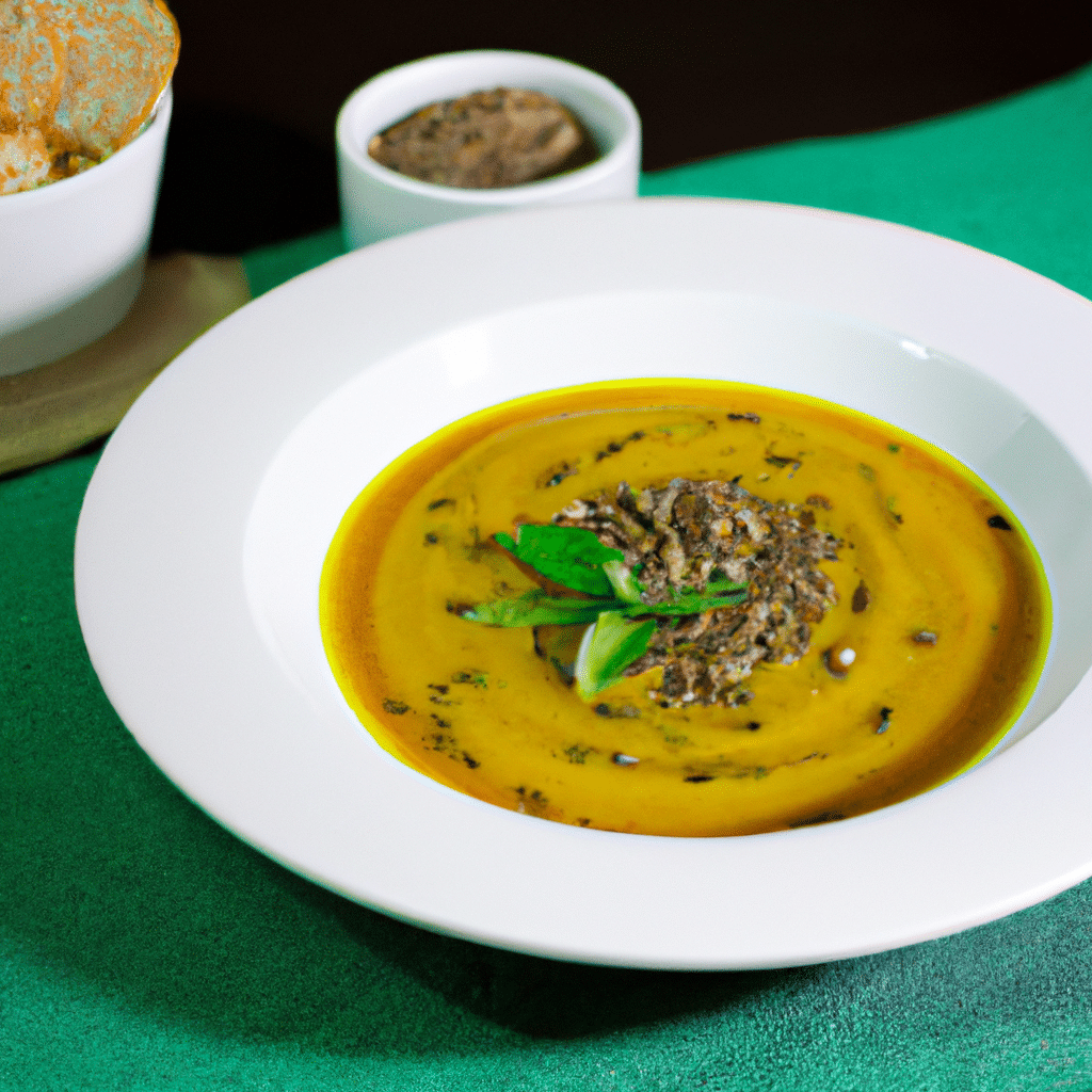 Sopa de Lentilhas com Abóbora Assada e Pesto de Manjericão