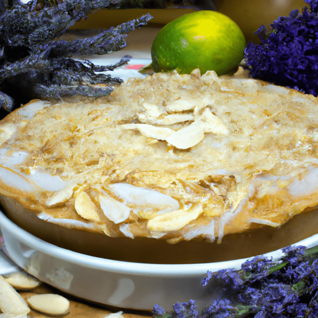 Torta de Limão com Crosta de Amêndoas e Lavanda