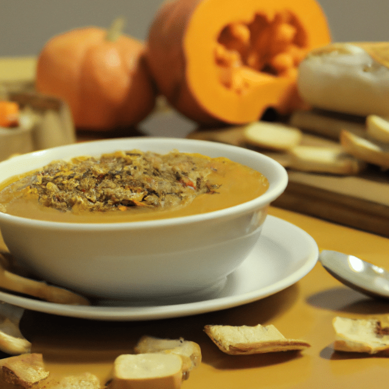 Imagem de Sopa de Lentilhas com Abóbora Assada e Crumble de Nozes