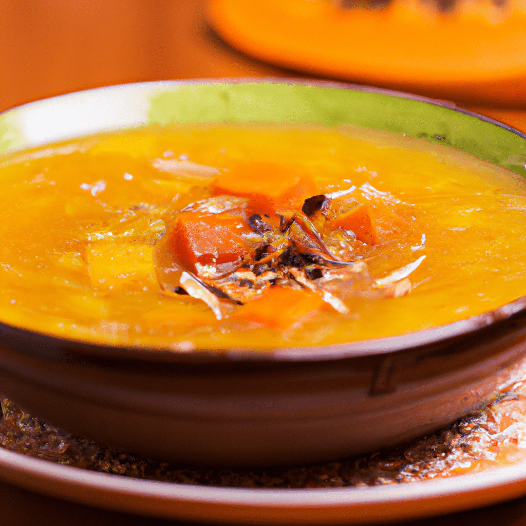 Sopa de Lentilhas com Abóbora Assada e Maçã Caramelizada