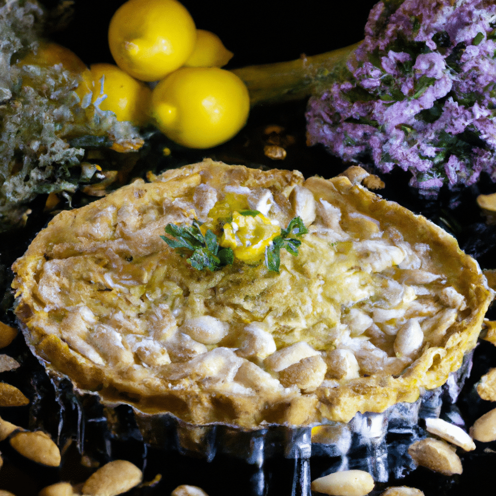 Torta de Limão com Crosta de Amêndoas e Lavanda