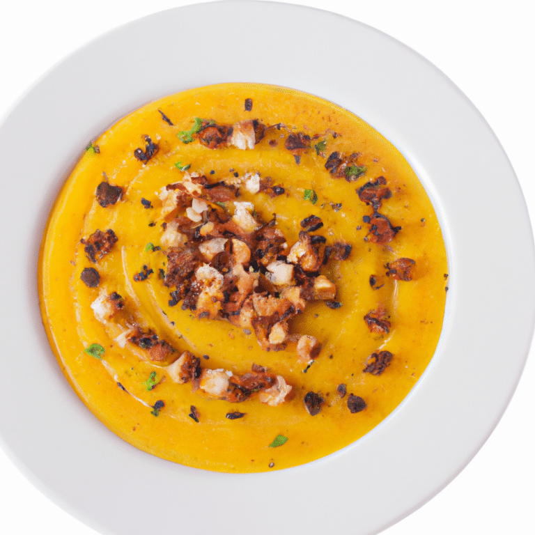 Sopa de Lentilhas com Abóbora Assada e Chips de Couve Crocantes